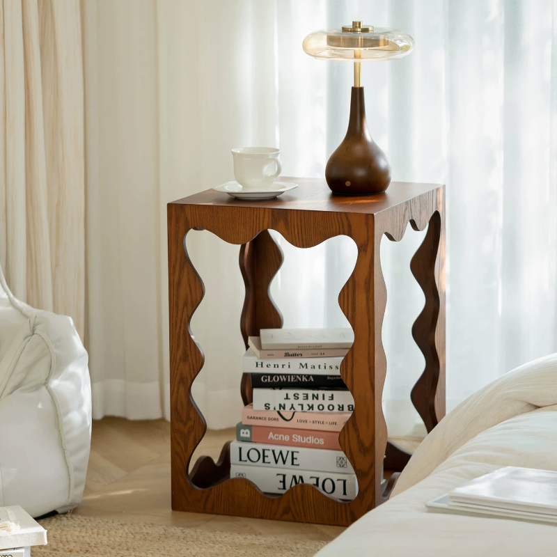 Unique Table Accessories - Table d'appoint basse en bois unique,