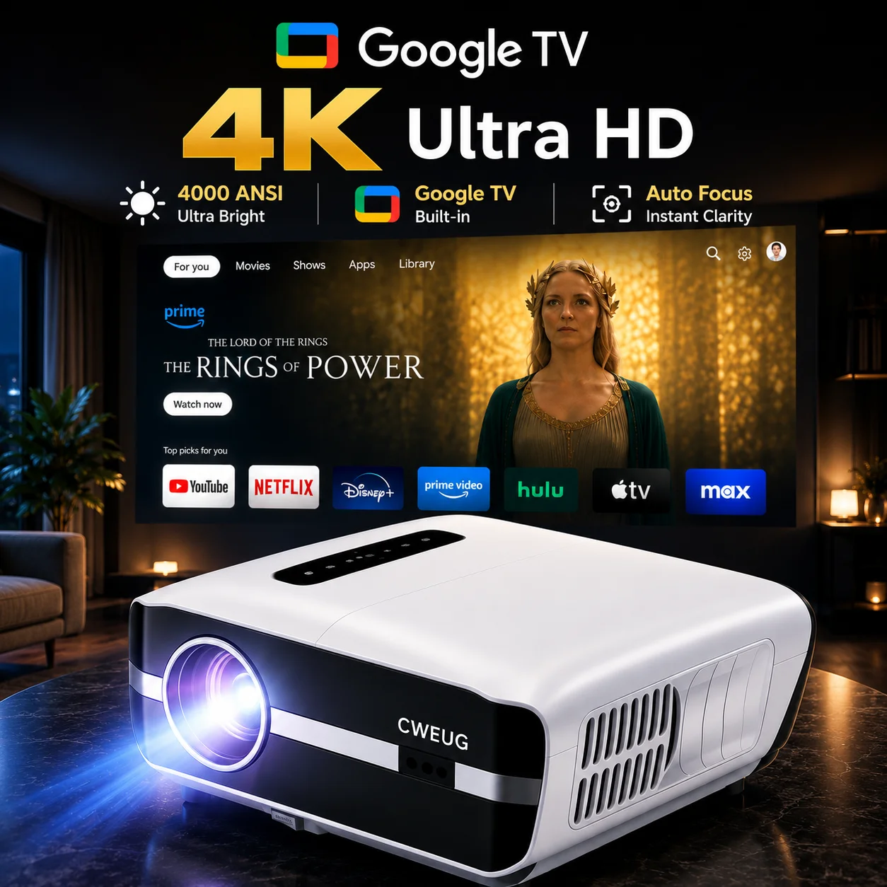 Projecteur NewA9S 4k avec mise - Android Tablet Gaming Accessories avis et prix